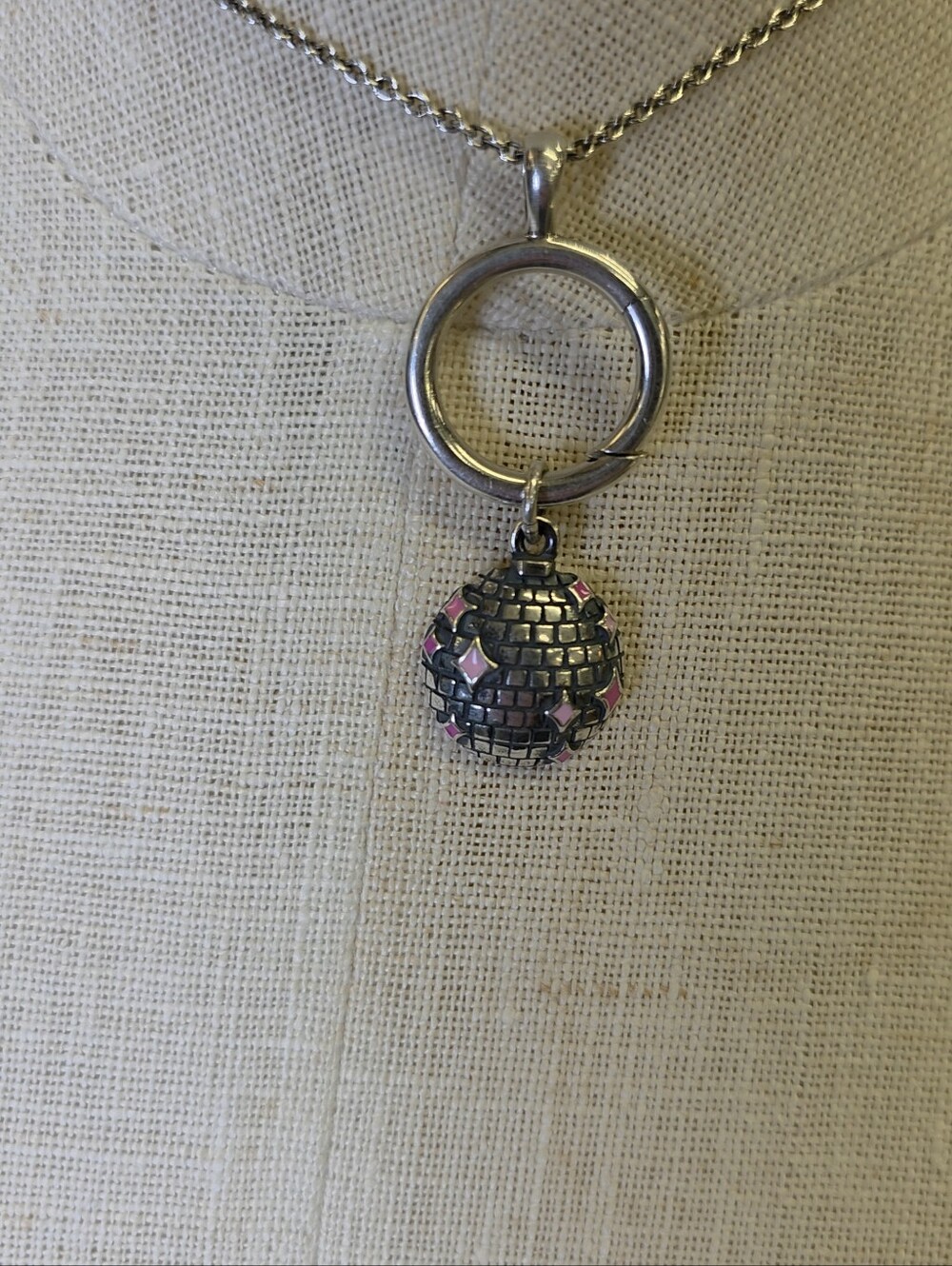 James Avery Silver Disco Ball Charm with Pink Enamel Stars New Limited - Picture 5 of 12